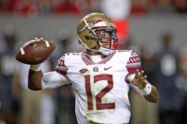 Florida State's Deondre Francois (12) passes the ball during the second half of an NCAA college football game against North Carolina State in Raleigh, N.C., Saturday, Nov. 5, 2016. Florida State won 24-20. (AP Photo/Karl B DeBlaker)