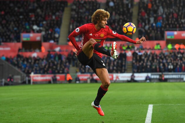 SWANSEA, WALES - NOVEMBER 06:  Manchester United player Marouane Fellaini in action during the Premier League match between Swansea City and Manchester United at Liberty Stadium on November 6, 2016 in Swansea, Wales.  (Photo by Stu Forster/Getty Images)