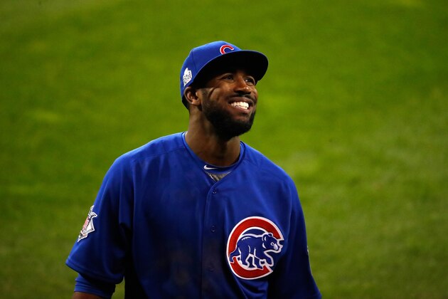 CLEVELAND, OH - NOVEMBER 02:  Dexter Fowler #24 of the Chicago Cubs reacts during the seventh inning against the Cleveland Indians in Game Seven of the 2016 World Series at Progressive Field on November 2, 2016 in Cleveland, Ohio.  (Photo by Gregory Shamus/Getty Images)