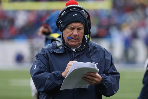 ORCHARD PARK, NY - OCTOBER 30: Head coach Bill Belichick of the New England Patriots during NFL game action against the Buffalo Bills at New Era Field on October 30, 2016 in Orchard Park, New York. (Photo by Tom Szczerbowski/Getty Images)