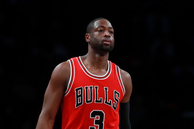 NEW YORK, NY - OCTOBER 31:  Dwyane Wade #3 of the Chicago Bulls looks on against the Brooklyn Nets at Barclays Center on October 31, 2016 in New York City. NOTE TO USER: User expressly acknowledges and agrees that, by downloading and or using this photograph, User is consenting to the terms and conditions of the Getty Images License Agreement.  (Photo by Michael Reaves/Getty Images)