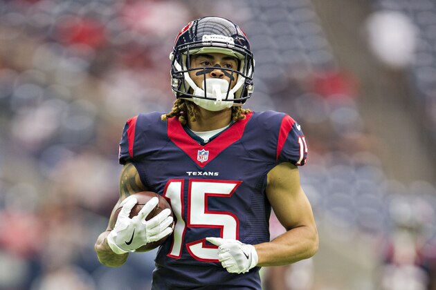 HOUSTON, TX - AUGUST 28:  Will Fuller V #15 of the Houston Texans warms up before a preseason game against the Arizona Cardinals at NRG Stadium on August 28, 2016 in Houston, Texas.  The Texans defeated the Cardinals 34-24.  (Photo by Wesley Hitt/Getty Images)