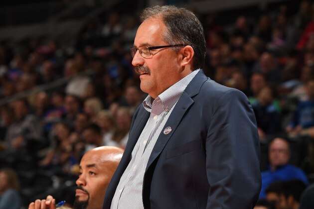AUBURN HILLS, MI - NOVEMBER 5: Stan Van Gundy of the Detroit Pistons is seen during the game against the Denver Nuggets on November 5, 2016 at The Palace of Auburn Hills in Auburn Hills, Michigan. NOTE TO USER: User expressly acknowledges and agrees that, by downloading and/or using this photograph, User is consenting to the terms and conditions of the Getty Images License Agreement. Mandatory Copyright Notice: Copyright 2016 NBAE (Photo by Chris Schwegler/NBAE via Getty Images)
