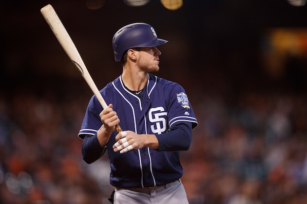 SAN FRANCISCO, CA - SEPTEMBER 13: Wil Myers #4 of the San Diego Padres at bat against the San Francisco Giants during the first inning at AT&T Park on September 13, 2016 in San Francisco, California. The San Diego Padres defeated the San Francisco Giants 6-4. (Photo by Jason O. Watson/Getty Images)