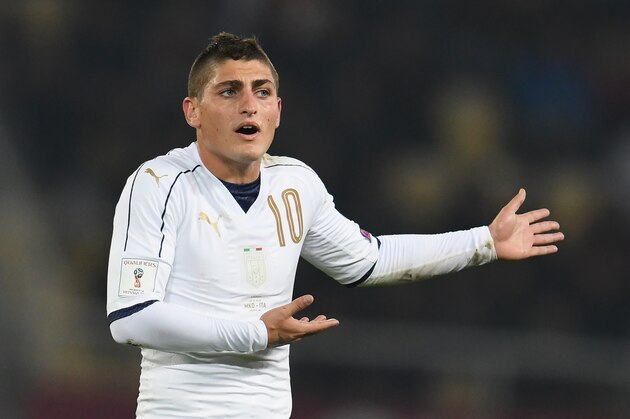 SKOPJE, MACEDONIA - OCTOBER 09:  Marco Verratti of Italy reacts during the FIFA 2018 World Cup Qualifier between FYR Macedonia and Italy at Nacionalna Arena Filip II Makedonski on October 9, 2016 in Skopje, Macedonia.  (Photo by Claudio Villa/Getty Images)