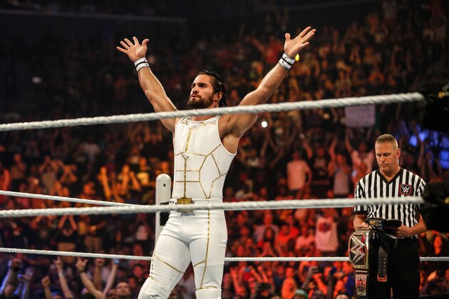NEW YORK, NY - AUGUST 23: Seth Rollins enters the ring at the WWE SummerSlam 2015 at Barclays Center of Brooklyn on August 23, 2015 in New York City. (Photo by JP Yim/Getty Images) NEW YORK, NY - AUGUST 23: Seth Rollins enters the ring at the WWE SummerSlam 2015 at Barclays Center of Brooklyn on August 23, 2015 in New York City. (Photo by JP Yim/Getty Images)
