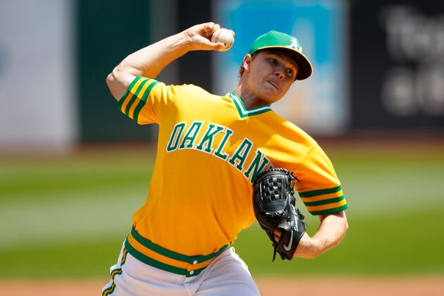 OAKLAND, CA - AUGUST 06: Sonny Gray #54 of the Oakland Athletics pitches against the Chicago Cubs during the first inning at the Oakland Coliseum on August 6, 2016 in Oakland, California. (Photo by Jason O. Watson/Getty Images)