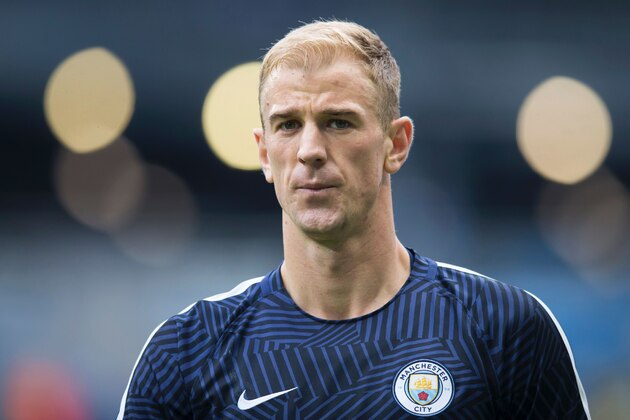 Manchester City's English goalkeeper Joe Hart warms-up ahead of the English Premier League football match between Manchester City and West Ham United at the Etihad Stadium in Manchester, north west England, on August 28, 2016. / AFP / JON SUPER / RESTRICTED TO EDITORIAL USE. No use with unauthorized audio, video, data, fixture lists, club/league logos or 'live' services. Online in-match use limited to 75 images, no video emulation. No use in betting, games or single club/league/player publications.  /         (Photo credit should read JON SUPER/AFP/Getty Images)