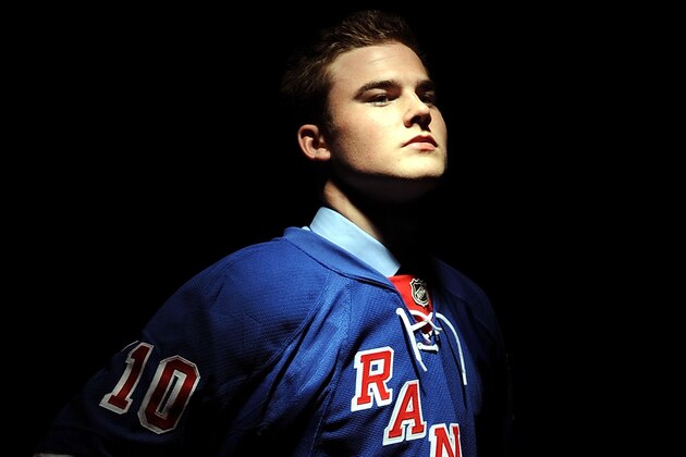 LOS ANGELES, CA - JUNE 25:  Dylan McIlrath, drafted tenth overall by the New York Rangers poses for a portrait during the 2010 NHL Entry Draft at Staples Center on June 25, 2010 in Los Angeles, California.  (Photo by Harry How/Getty Images)