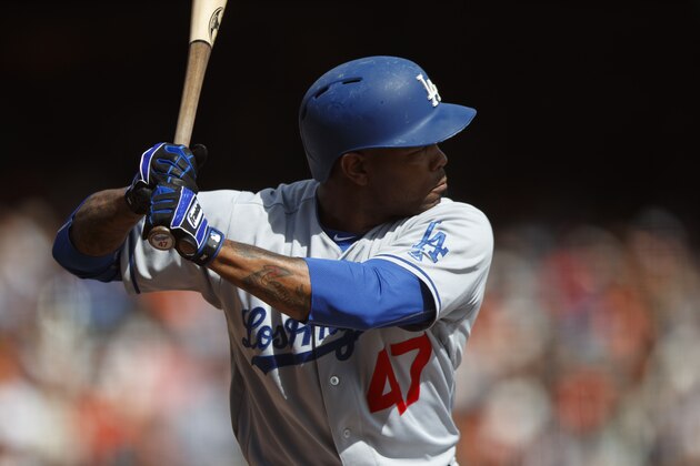 SAN FRANCISCO, CA - OCTOBER 02: Howie Kendrick #47 of the Los Angeles Dodgers at bat against the San Francisco Giants during the first inning at AT&T Park on October 2, 2016 in San Francisco, California. The San Francisco Giants defeated the Los Angeles Dodgers 7-1. (Photo by Jason O. Watson/Getty Images)