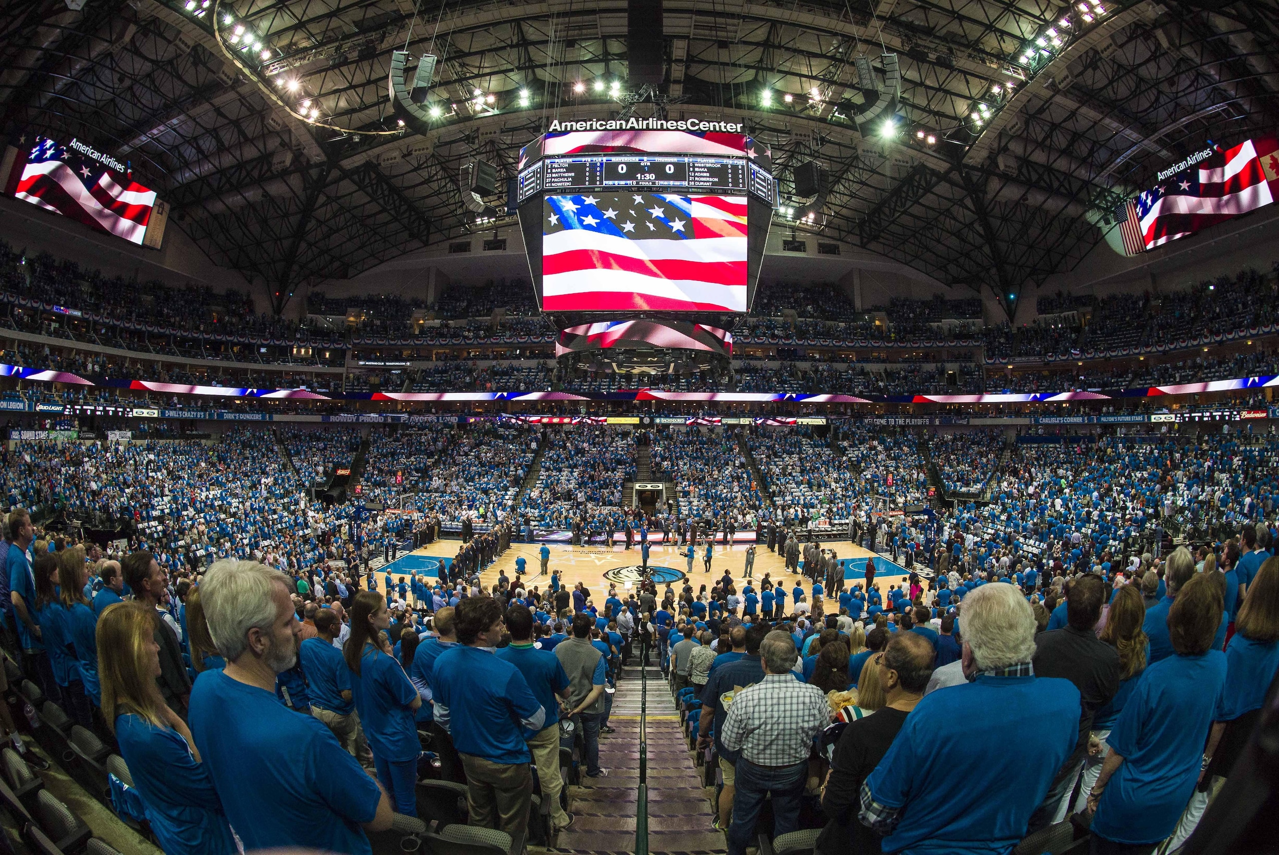 Apr 21, 2016; Dallas, TX, USA; A view of American Airlines Center before the game between the Dallas Mavericks and the Oklahoma City Thunder in game three of the first round of the NBA Playoffs. Mandatory Credit: Jerome Miron-USA TODAY Sports