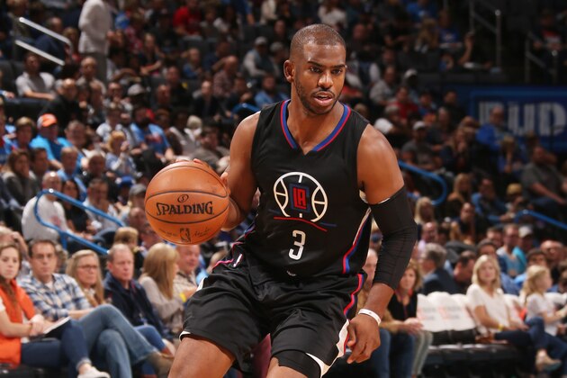 OKLAHOMA CITY, OK- NOVEMBER 11: Chris Paul #3 of the LA Clippers handles the ball against the Oklahoma City Thunder on November 11, 2016 at Chesapeake Energy Arena in Oklahoma City, Oklahoma. NOTE TO USER: User expressly acknowledges and agrees that, by downloading and or using this photograph, User is consenting to the terms and conditions of the Getty Images License Agreement. Mandatory Copyright Notice: Copyright 2016 NBAE (Photo by Layne Murdoch/NBAE via Getty Images)