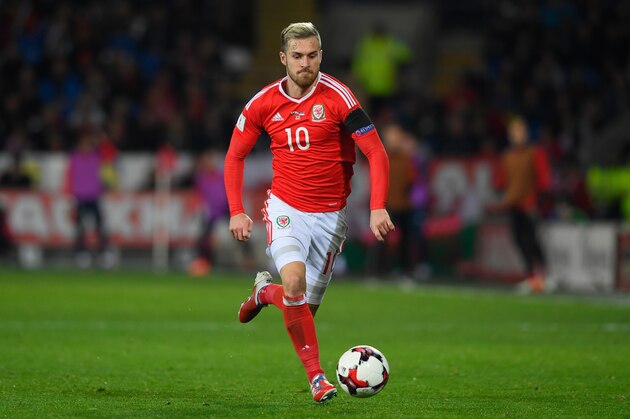 CARDIFF, WALES - NOVEMBER 12:  Aaron Ramsey of Wales in action during the FIFA 2018 World Cup Qualifier between Wales and Serbia at Cardiff City Stadium on November 12, 2016 in Cardiff, Wales.  (Photo by Stu Forster/Getty Images)