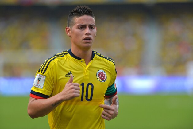 Colombia's midfielder James Rodriguez is pictured during their WC 2018 qualification football match against Chile in Barranquilla, Colombia, on November 10, 2016. / AFP / LUIS ROBAYO        (Photo credit should read LUIS ROBAYO/AFP/Getty Images)