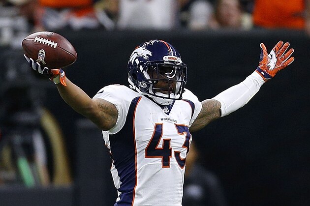NEW ORLEANS, LA - NOVEMBER 13: T.J. Ward #43 of the Denver Broncos celebrates after recovering a fumble during the second half of a game against the New Orleans Saints at the Mercedes-Benz Superdome on November 13, 2016 in New Orleans, Louisiana.  (Photo by Jonathan Bachman/Getty Images)