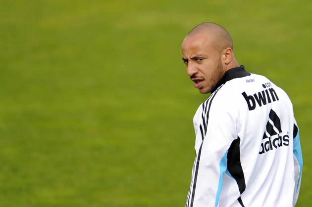 Real Madrid's French midfielder Julien Faubert attends a training session in Madrid on April 30, 2009. Real Madrid will play 'El Clasico' match against arch-rivals Barcelona on May 02, 2009, a crucial match in deciding the league title this season, as Real are just four points behind the Catalan giants at the top of the table with just five matches to play.  AFP PHOTO/ PIERRE-PHILIPPE MARCOU (Photo credit should read PIERRE-PHILIPPE MARCOU/AFP/Getty Images)