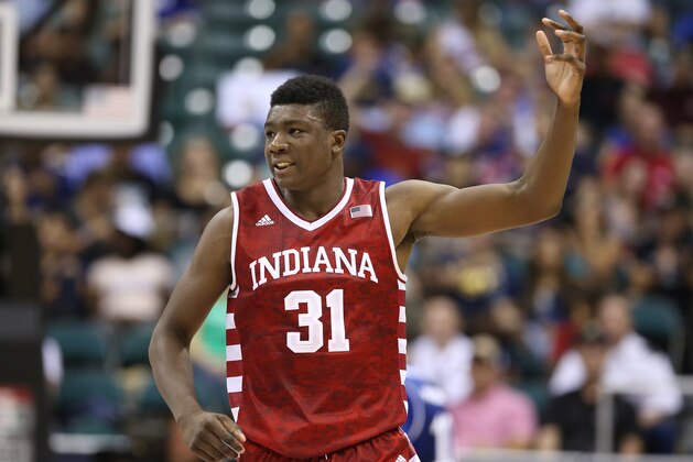 HONOLULU, HI - NOVEMBER 11: Thomas Bryant #31 of the Indiana Hoosiers gestures to the crowd after scoring during the first half of the second game of the Armed Forces Classic at the Stan Sheriff Center on November 11, 2016 in Honolulu, Hawaii. (Photo by Darryl Oumi/Getty Images) HONOLULU, HI - NOVEMBER 11: Thomas Bryant #31 of the Indiana Hoosiers gestures to the crowd after scoring during the first half of the second game of the Armed Forces Classic at the Stan Sheriff Center on November 11, 2016 in Honolulu, Hawaii. (Photo by Darryl Oumi/Getty Images)