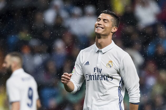 MADRID - OCTOBER 23: Cristiano Ronaldo of Real Madrid celebrates during their La Liga match between Real Madrid and Athletic Club at the Santiago Bernabeu Stadium on 23 October 2016 in Madrid, Spain. (Photo by Power Sport Images/Getty Images)