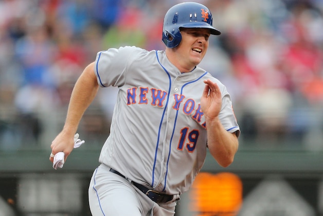 PHILADELPHIA, PA - OCTOBER 01:  Jay Bruce #19 of the New York Mets rounds second base during the top of the fourth inning against the Philadelphia Phillies on October 1, 2016 at Citizens Bank Park in Philadelphia, Pennsylvania. The Mets defeated the Phillies 5-3. (Photo By Christopher Pasatieri/Getty Images)