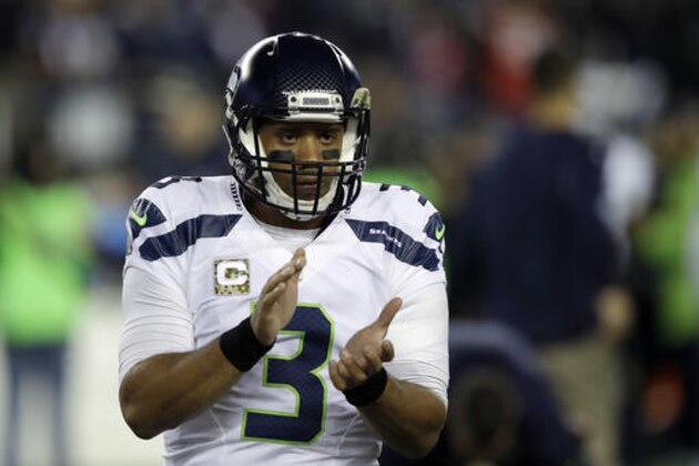 Seattle Seahawks quarterback Russell Wilson warms up before an NFL football game against the New England Patriots, Sunday, Nov. 13, 2016, in Foxborough, Mass. (AP Photo/Charles Krupa) Seattle Seahawks quarterback Russell Wilson warms up before an NFL football game against the New England Patriots, Sunday, Nov. 13, 2016, in Foxborough, Mass. (AP Photo/Charles Krupa)