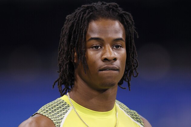 INDIANAPOLIS, IN - FEBRUARY 28: Defensive back Cliff Harris of Oregon looks on during the 2012 NFL Combine at Lucas Oil Stadium on February 28, 2012 in Indianapolis, Indiana. (Photo by Joe Robbins/Getty Images)
