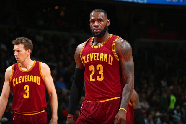 WASHINGTON, DC -  NOVEMBER 11: LeBron James #23 of the Cleveland Cavaliers looks on during the game against the Washington Wizards on November 11, 2016 at Verizon Center in Washington, DC. NOTE TO USER: User expressly acknowledges and agrees that, by downloading and or using this Photograph, user is consenting to the terms and conditions of the Getty Images License Agreement. Mandatory Copyright Notice: Copyright 2016 NBAE (Photo by Ned Dishman/NBAE via Getty Images)