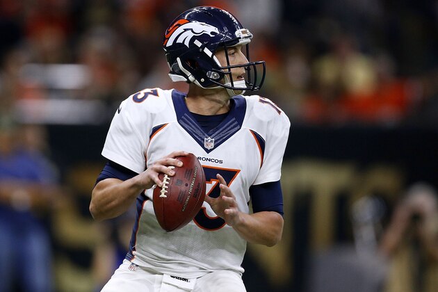 NEW ORLEANS, LA - NOVEMBER 13: Trevor Siemian #13 of the Denver Broncos throws the ball during the first half of a game against the New Orleans Saints at the Mercedes-Benz Superdome on November 13, 2016 in New Orleans, Louisiana.  (Photo by Jonathan Bachman/Getty Images)