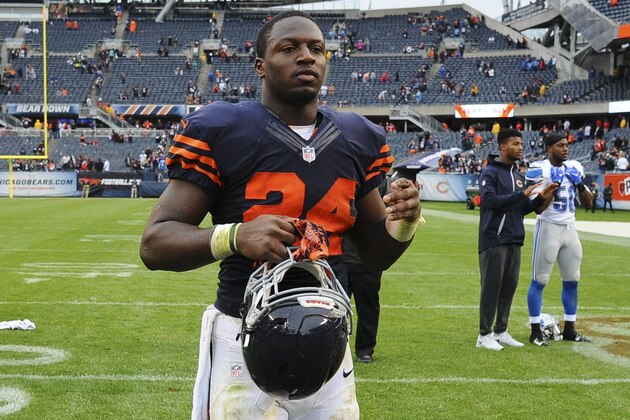 Oct 2, 2016; Chicago, IL, USA; Chicago Bears running back Jordan Howard (24) leaves the field after beating the Detroit Lions 17-14. at Soldier Field. Mandatory Credit: Matt Marton-USA TODAY Sports Oct 2, 2016; Chicago, IL, USA; Chicago Bears running back Jordan Howard (24) leaves the field after beating the Detroit Lions 17-14. at Soldier Field. Mandatory Credit: Matt Marton-USA TODAY Sports