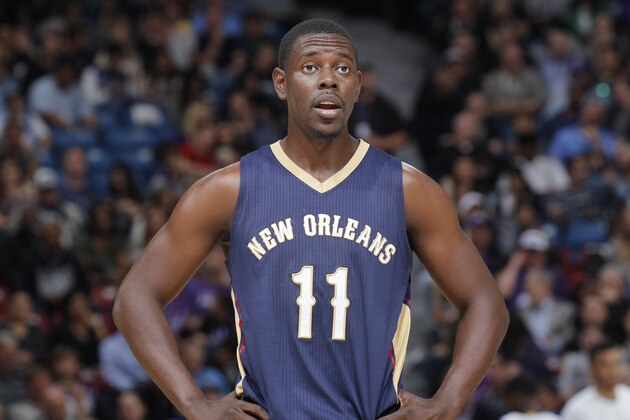 SACRAMENTO, CA - MARCH 16: Jrue Holiday #11 of the New Orleans Pelicans looks on during the game against the Sacramento Kings on March 16, 2016 at Sleep Train Arena in Sacramento, California. NOTE TO USER: User expressly acknowledges and agrees that, by downloading and or using this photograph, User is consenting to the terms and conditions of the Getty Images Agreement. Mandatory Copyright Notice: Copyright 2016 NBAE (Photo by Rocky Widner/NBAE via Getty Images)