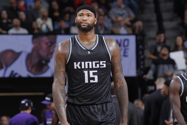 SACRAMENTO, CA - NOVEMBER 10: DeMarcus Cousins #15 of the Sacramento Kings looks on during the game against the Los Angeles Lakers on November 10, 2016 at Golden 1 Center in Sacramento, California. NOTE TO USER: User expressly acknowledges and agrees that, by downloading and or using this photograph, User is consenting to the terms and conditions of the Getty Images Agreement. Mandatory Copyright Notice: Copyright 2016 NBAE (Photo by Rocky Widner/NBAE via Getty Images)