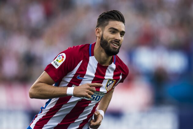 MADRID - OCTOBER 29: Yannick Ferreira Carrasco of Club Atletico de Madrid celebrates during their La Liga match between Club Atletico de Madrid and Malaga CF at the Estadio Vicente Calderon on 29 October 2016 in Madrid, Spain. (Photo by Power Sport Images/Getty Images)