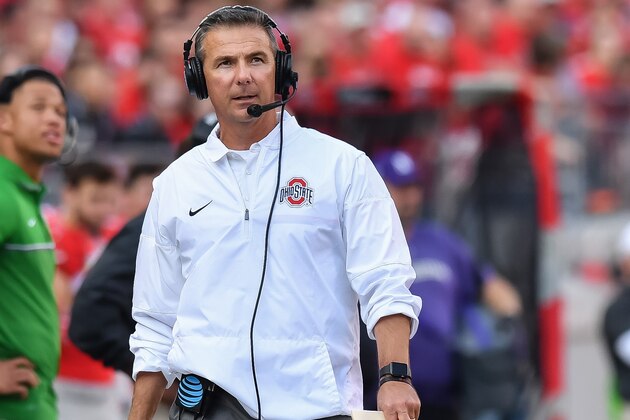 COLUMBUS, OH - OCTOBER 29:  Head Coach Urban Meyer of the Ohio State Buckeyes watches his team play against the Northwestern Wildcats at Ohio Stadium on October 29, 2016 in Columbus, Ohio.  (Photo by Jamie Sabau/Getty Images)