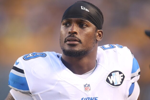 Aug 12, 2016; Pittsburgh, PA, USA;  Detroit Lions outside linebacker Tahir Whitehead (59) looks on from the sidelines against the Pittsburgh Steelers during the second quarter at Heinz Field. The Lions won 30-17. Mandatory Credit: Charles LeClaire-USA TODAY Sports