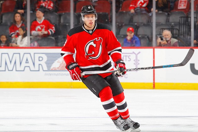 NEWARK, NJ - NOVEMBER 12:  Taylor Hall #9 of the New Jersey Devils in action against the Buffalo Sabres at the Prudential Center on November 12, 2016 in Newark, New Jersey. The Devils defeated the Sabres 4-2.  (Photo by Jim McIsaac/Getty Images)