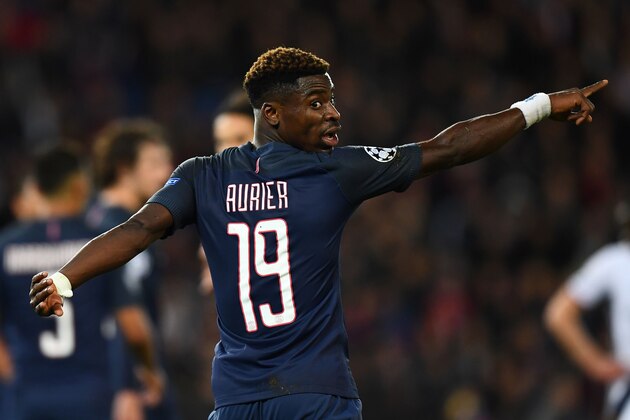 Paris Saint-Germain's Ivorian defender Serge Aurier reacts during the UEFA Champions League group A football match between Paris Saint-Germain (PSG) and Basel at the Parc des Princes stadium in Paris on October 19, 2016. / AFP / FRANCK FIFE        (Photo credit should read FRANCK FIFE/AFP/Getty Images)