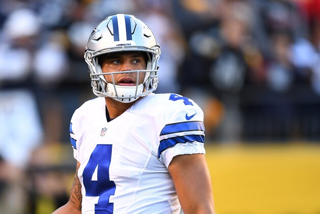 PITTSBURGH, PA - NOVEMBER 13:  Dak Prescott #4 of the Dallas Cowboys warms up prior to the game against the Pittsburgh Steelers at Heinz Field on November 13, 2016 in Pittsburgh, Pennsylvania. (Photo by Joe Sargent/Getty Images) *** Local Caption ***