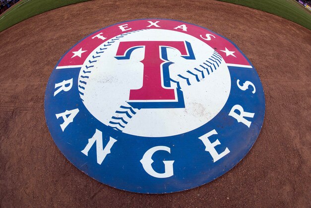Jul 31, 2015; Arlington, TX, USA; A view the Texas Rangers logo and on deck circle before the game between the Texas Rangers and the San Francisco Giants at Globe Life Park in Arlington. The Rangers defeated the Giants 6-3. Mandatory Credit: Jerome Miron-USA TODAY Sports