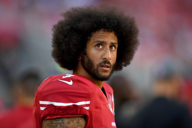 SANTA CLARA, CA - OCTOBER 23:  Colin Kaepernick #7 of the San Francisco 49ers looks on from the sidelines against the Tampa Bay Buccaneers during the fourth quarter of an NFL football game at Levi's Stadium on October 23, 2016 in Santa Clara, California.  (Photo by Thearon W. Henderson/Getty Images)