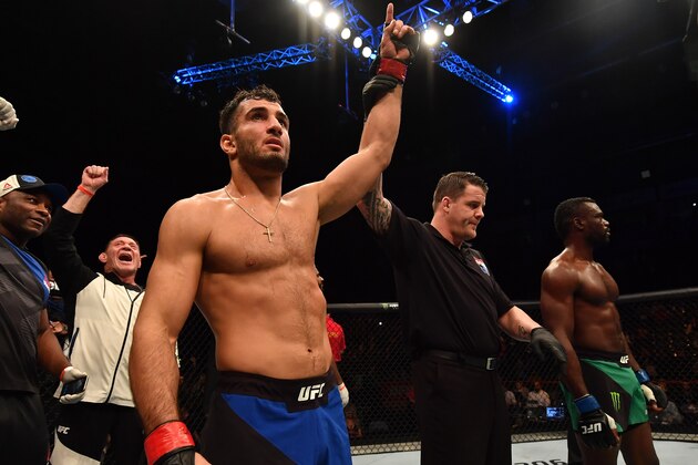 BELFAST, NORTHERN IRELAND - NOVEMBER 19:  Gegard Mousasi of Iran celebrates his TKO victory over Uriah Hall of Jamaica in their middleweight bout during the UFC Fight Night at the SSE Arena on November 19, 2016 in Belfast, Northern Ireland. (Photo by Brandon Magnus/Zuffa LLC/Zuffa LLC via Getty Images)