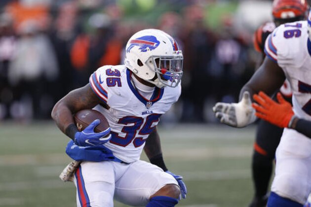 Buffalo Bills running back Mike Gillislee (35) runs the ball in the second half of an NFL football game against the Cincinnati Bengals, Sunday, Nov. 20, 2016, in Cincinnati. (AP Photo/Gary Landers)
