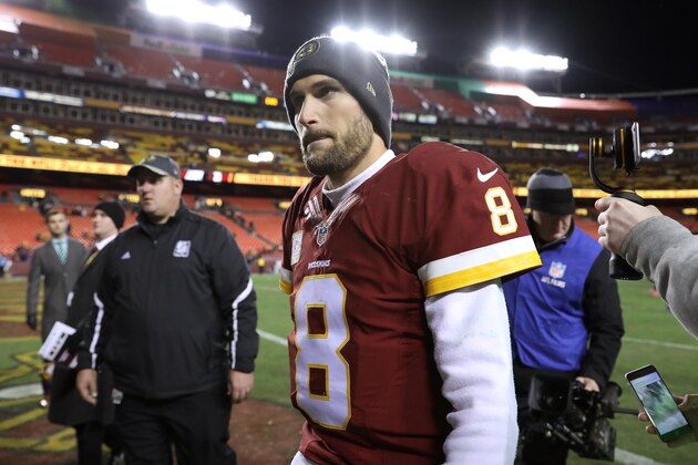 LANDOVER, MD - NOVEMBER 20: Quarterback Kirk Cousins #8 of the Washington Redskins walks off of the field after the Washington Redskins defeated the Green Bay Packers 42-24 at FedExField on November 20, 2016 in Landover, Maryland. (Photo by Patrick Smith/Getty Images)