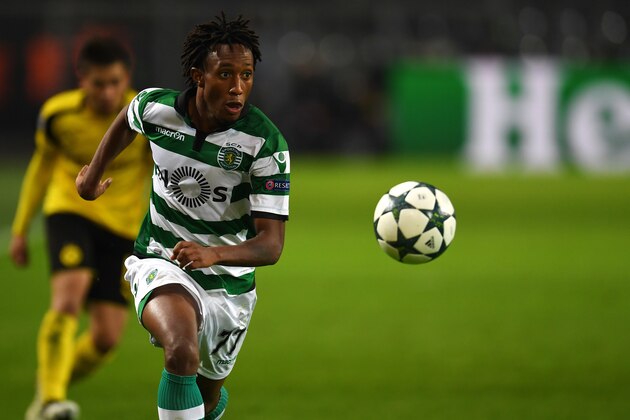 Sporting´s Gelson Martins vies for the ball UEFA Champions League Group F football match between BVB Borussia Dortmund and Sporting CP in Dortmund, western Germany, on November 2, 2016.  / AFP / PATRIK STOLLARZ        (Photo credit should read PATRIK STOLLARZ/AFP/Getty Images)