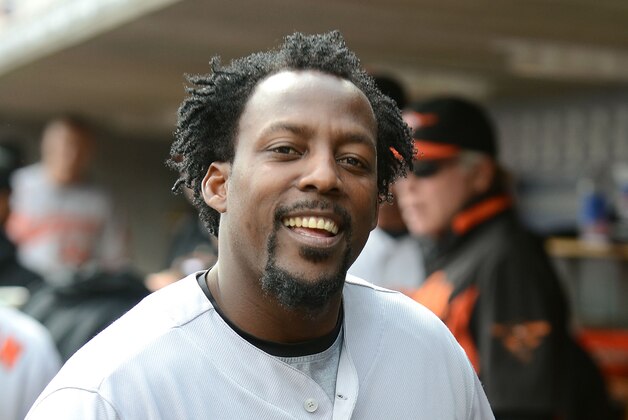 DETROIT, MI - SEPTEMBER 25:  Vladimir Guerrero #27 of the Baltimore Orioles looks on from the dugout during the game against the Detroit Tigers at Comerica Park on September 25, 2011 in Detroit, Michigan. The Tigers defeated the Orioles 10-6.  (Photo by Mark Cunningham/MLB Photos via Getty Images)