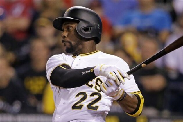 Pittsburgh Pirates' Andrew McCutchen bats during a baseball game against the Washington Nationals in Pittsburgh, Friday, Sept. 23, 2016. (AP Photo/Gene J. Puskar)