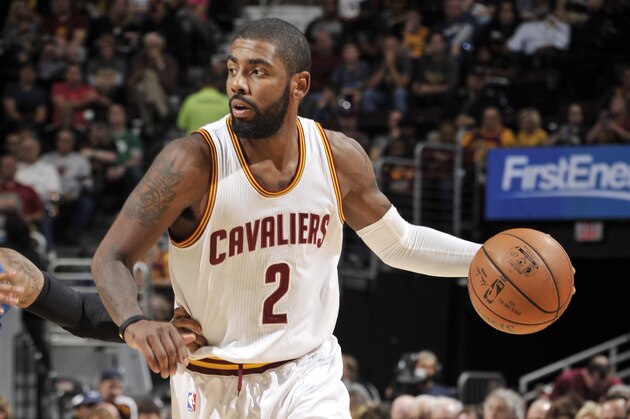 CLEVELAND, OH - OCTOBER 29:  Kyrie Irving #2 of the Cleveland Cavaliers drives to the basket against the Orlando Magic on October 29, 2016 at Quicken Loans Arena in Cleveland, Ohio.  NOTE TO USER: User expressly acknowledges and agrees that, by downloading and or using this Photograph, user is consenting to the terms and conditions of the Getty Images License Agreement. Mandatory Copyright Notice: Copyright 2016 NBAE (Photo by David Liam Kyle/NBAE via Getty Images)