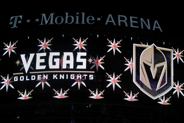 LAS VEGAS, NV - NOVEMBER 22:  The team name and logo for the Vegas Golden Knights are displayed on T-Mobile Arena's video mesh wall after the Vegas Golden Knights was announced as the name for the Las Vegas NHL franchise at T-Mobile Arena on November 22, 2016 in Las Vegas, Nevada. The team will begin play in the 2017-18 season.  (Photo by Ethan Miller/Getty Images)