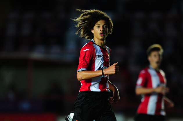 EXETER, UNITED KINGDOM - JULY 28: Ethan Ampadu of Exeter City during the Pre Season Friendly match between Exeter City and Cardiff City at St James Park on July 28, 2016 in Exeter, England. (Photo by Harry Trump/Getty Images)
