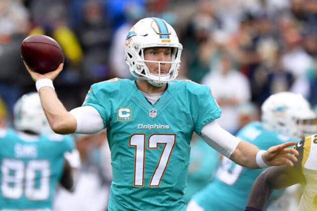 Miami Dolphins quarterback Ryan Tannehill passes against the Los Angeles Rams during the the first half of an NFL football game Sunday, Nov. 20, 2016, in Los Angeles. (AP Photo/Mark J. Terrill)