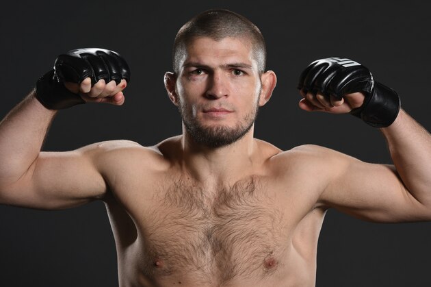 NEW YORK, NY - NOVEMBER 12:  Khabib Nurmagomedov of Russia poses for a portrait backstage after his submission victory over Michael Johnson during the UFC 205 event at Madison Square Garden on November 12, 2016 in New York City.  (Photo by Mike Roach/Zuffa LLC/Zuffa LLC via Getty Images)