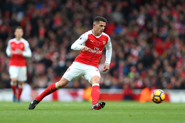 LONDON, ENGLAND - NOVEMBER 06: Granit Xhaka of Arsenal during the Premier League match between Arsenal and Tottenham Hotspur at Emirates Stadium on November 6, 2016 in London, England. (Photo by Catherine Ivill - AMA/Getty Images)